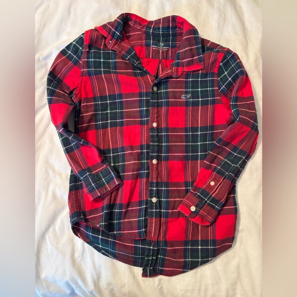 Vineyard Vines Boys Size 7 Flannel Buffalo Checkered Shirt
